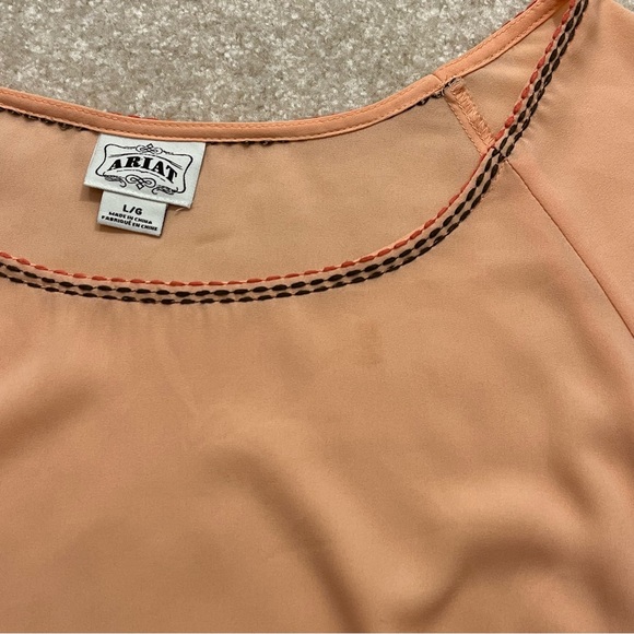 Ariat Shirt Womens Large Orange Embroidered Thick Stitch Western Aztec Tunic - Picture 5 of 11